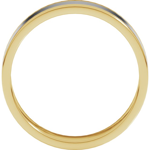 14K Rose/Yellow Or Yellow/White Gold Standard Stepped-Edge Inlay Flat Grooves Band