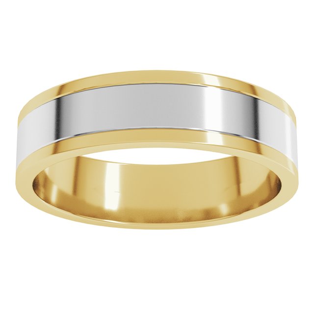 14K Rose/Yellow Or Yellow/White Gold Standard Stepped-Edge Inlay Flat Grooves Band