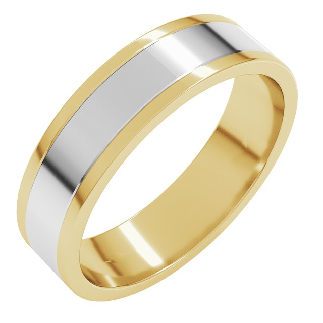 14K Rose/Yellow Or Yellow/White Gold Standard Stepped-Edge Inlay Flat Grooves Band