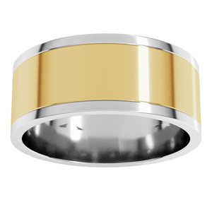 14K White/Yellow Gold 8 Mm Standard Standard Weight Flat Grooves Size 10.5