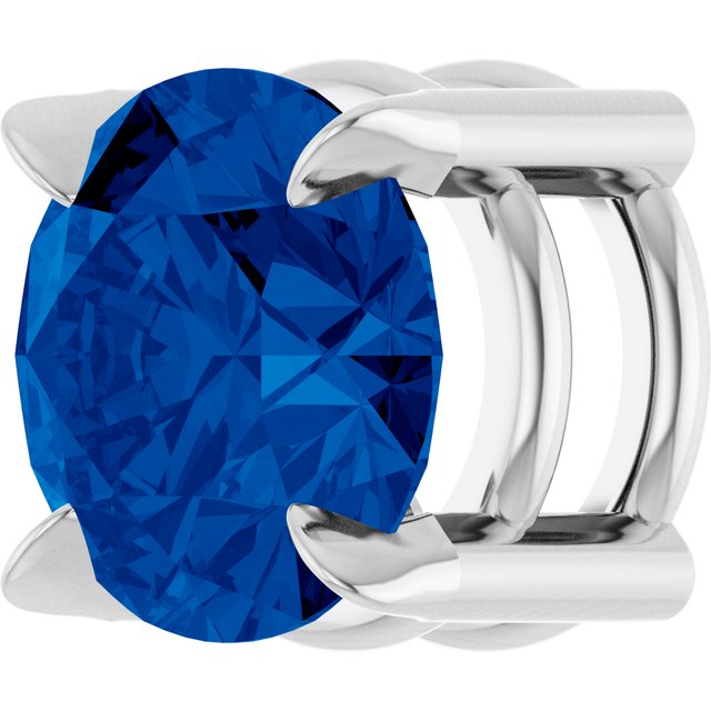 Sterling Silver Round 6 Mm Polished Lab-Grown Blue Sapphire Solitaire Slide Pendant