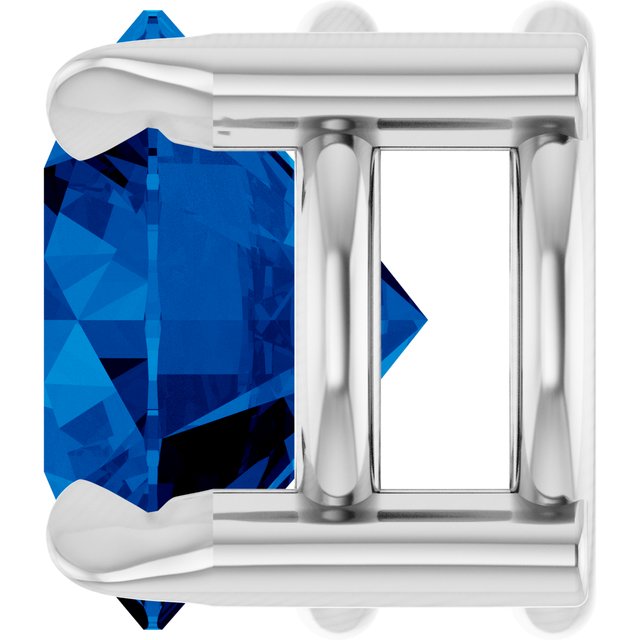 Sterling Silver Round 6 Mm Polished Lab-Grown Blue Sapphire Solitaire Slide Pendant