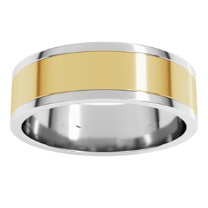14K White/Yellow Gold 6 Mm Standard Standard Weight Flat Grooves Size 12