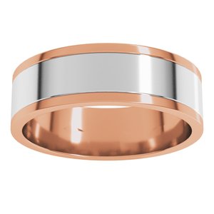 14K Rose/White Gold 6 Mm Standard Standard Weight Flat Grooves Size 8.5