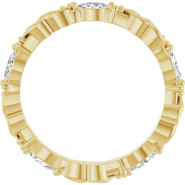 14K Yellow Gold Marquise 3.75 X 1.75 Mm Si2-Si3, G-H Polished 1/4 Ctw Natural Diamond Floral Eternity Band, Size 6