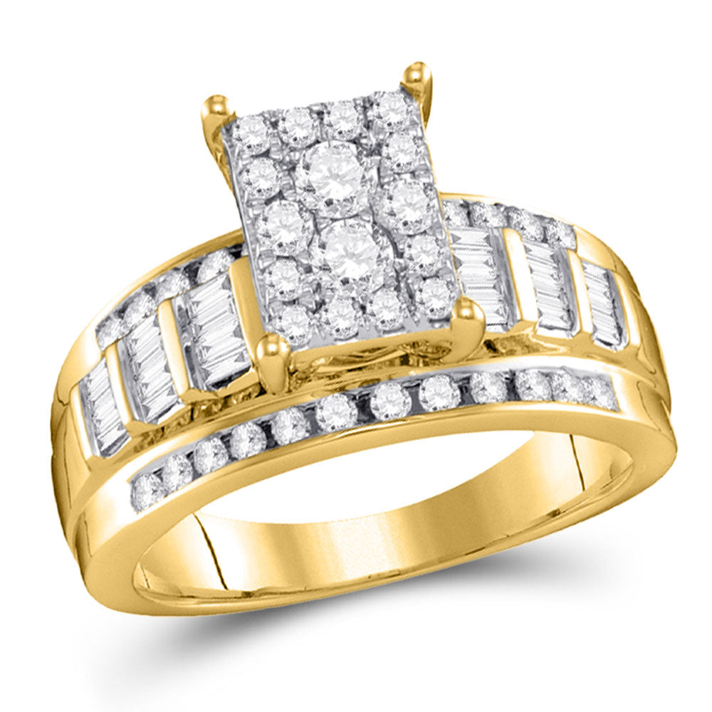 10K White Or Yellow Gold Round Diamond Cluster Bridal Wedding Engagement Ring , Womens Size: 5-10