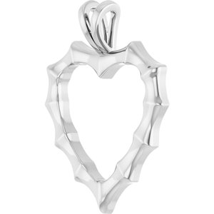 Sterling Silver 22.49 X 17.02 Mm Polished Bamboo Heart Pendant