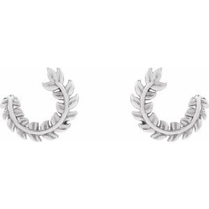 Sterling Silver 12.9 X 11.9 Mm Pair Friction Backs Included Polished Floral Hoop Earrings