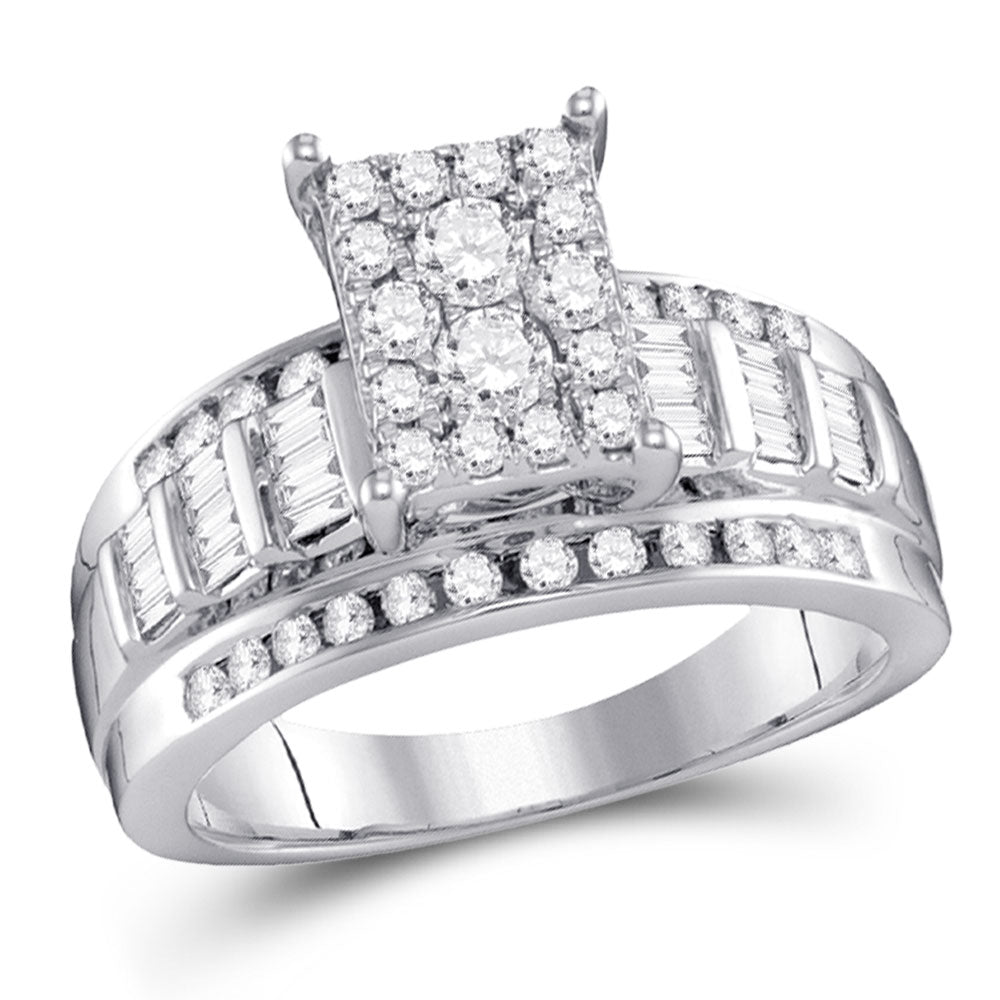 10K White Or Yellow Gold Round Diamond Cluster Bridal Wedding Engagement Ring , Womens Size: 5-10