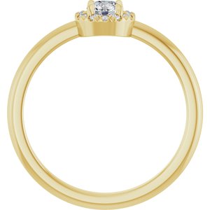 14K Yellow Gold Round 4 Mm 1/4 Ctw Natural Diamond French-Set Halo-Style Ring Size 7