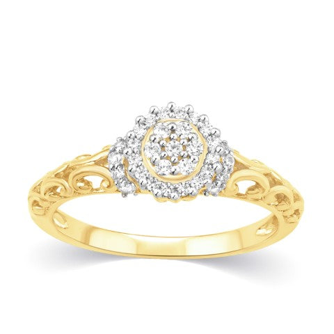 10K Yellow Gold 0.20 Cttw Diamond Ladies Ring