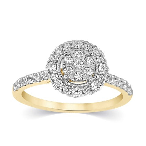 10K Yellow Gold 0.59 Cttw Diamond Ladies Ring