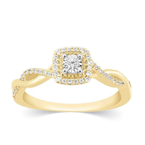 10K Yellow Gold 0.20-0.21 Cttw Diamond Ladies Ring