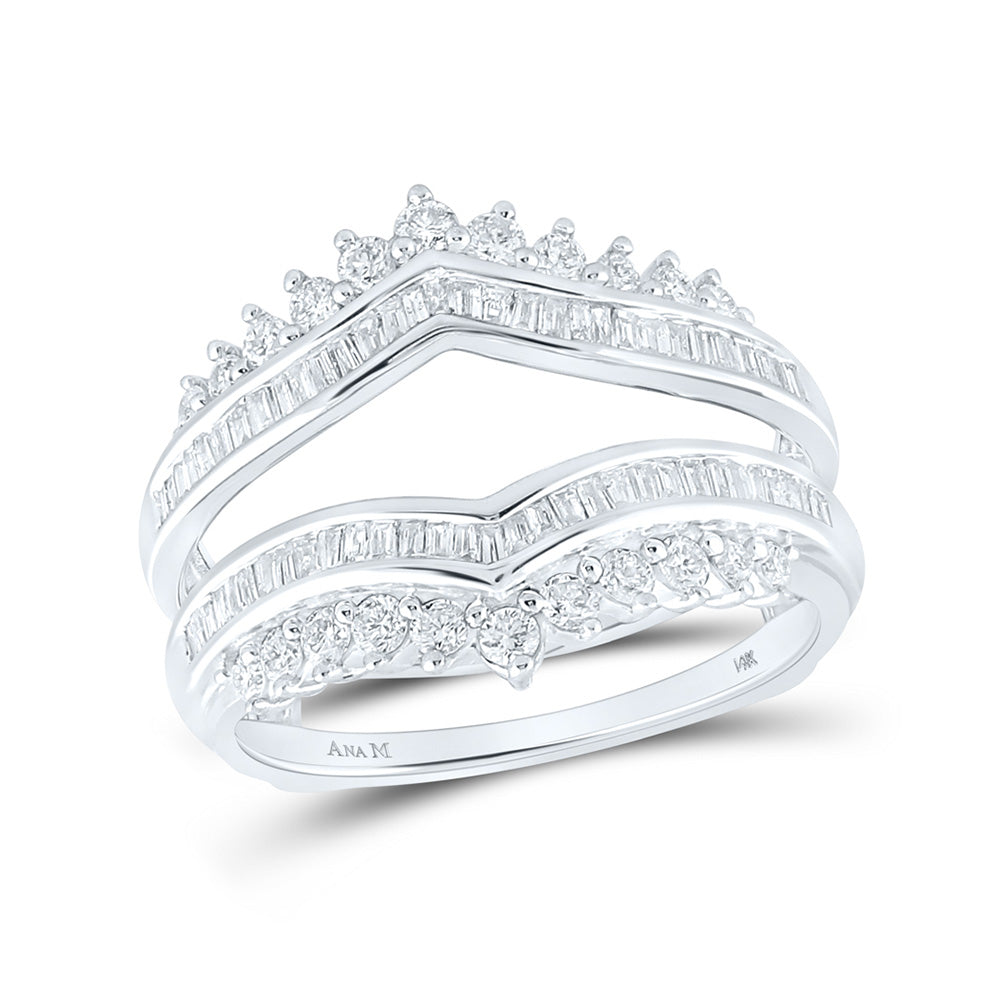 14K White Gold Womens Round Diamond Wedding Wrap Ring Guard Enhancer 3/4 Cttw, Womens Size: 5-10