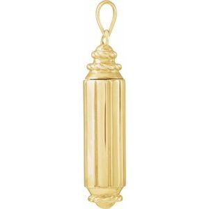 14K Yellow Gold-Plated Sterling Silver 37.3 X 8.2 Mm Polished Cylinder Ash Holder Pendant With Accessory Kit