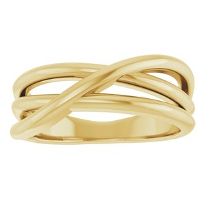 14K Yellow Gold Polished Criss Cross Ring Size 7