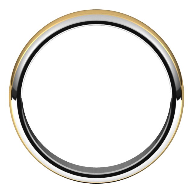 14K Yellow/Rose Or White/Yellow Gold Standard Stepped Beveled-Edge Inlay Half Round Grooves Band