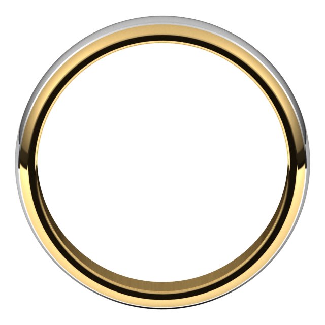 14K Yellow/Rose Or White/Yellow Gold Standard Stepped Beveled-Edge Inlay Half Round Grooves Band