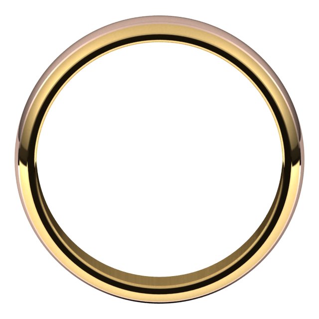 14K Yellow/Rose Or White/Yellow Gold Standard Stepped Beveled-Edge Inlay Half Round Grooves Band