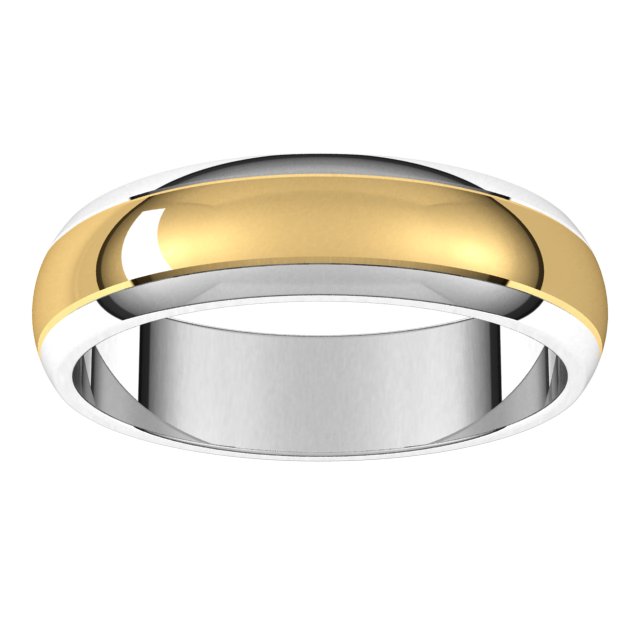 14K Yellow/Rose Or White/Yellow Gold Standard Stepped Beveled-Edge Inlay Half Round Grooves Band