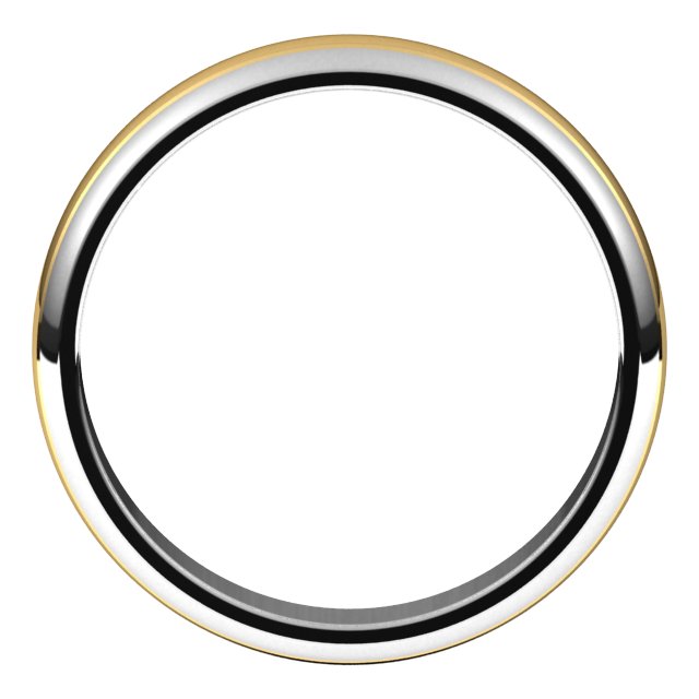 14K Yellow/Rose Or White/Yellow Gold Standard Stepped Beveled-Edge Inlay Half Round Grooves Band