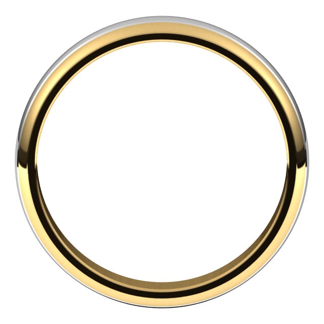 14K Yellow/Rose Or White/Yellow Gold Standard Stepped Beveled-Edge Inlay Half Round Grooves Band