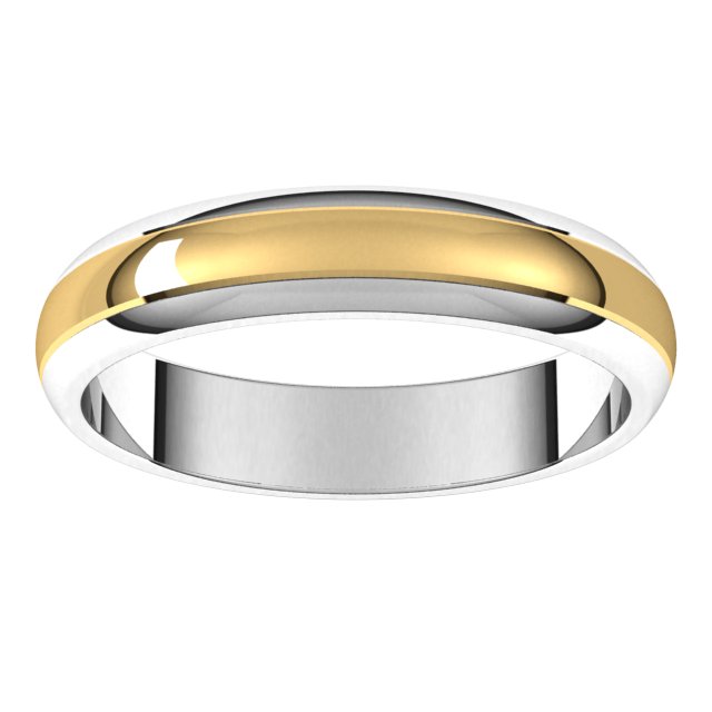 14K Yellow/Rose Or White/Yellow Gold Standard Stepped Beveled-Edge Inlay Half Round Grooves Band