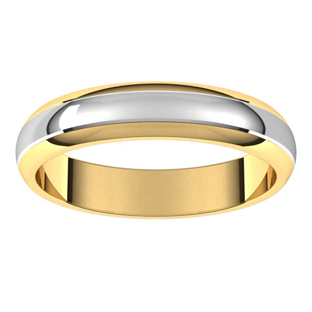 14K Yellow/Rose Or White/Yellow Gold Standard Stepped Beveled-Edge Inlay Half Round Grooves Band