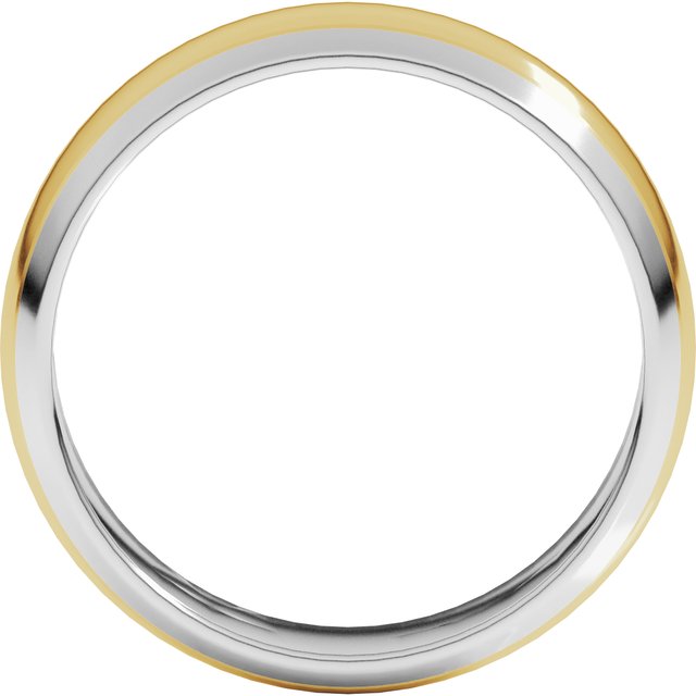 14K Yellow/Rose Or White/Yellow Gold Standard Stepped Beveled-Edge Inlay Half Round Grooves Band