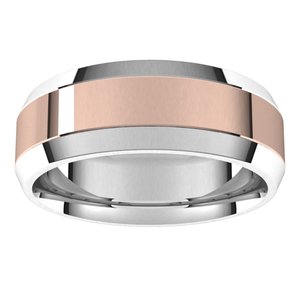 14K White/Rose Gold Beveled Edge Comfort-Fit Flat Band Band