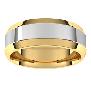 14K Yellow/White Gold 7 mm Beveled Edge Comfort-Fit Flat Band Band