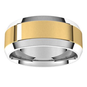 14K White/Yellow Gold Beveled Edge Comfort-Fit Flat Band Band