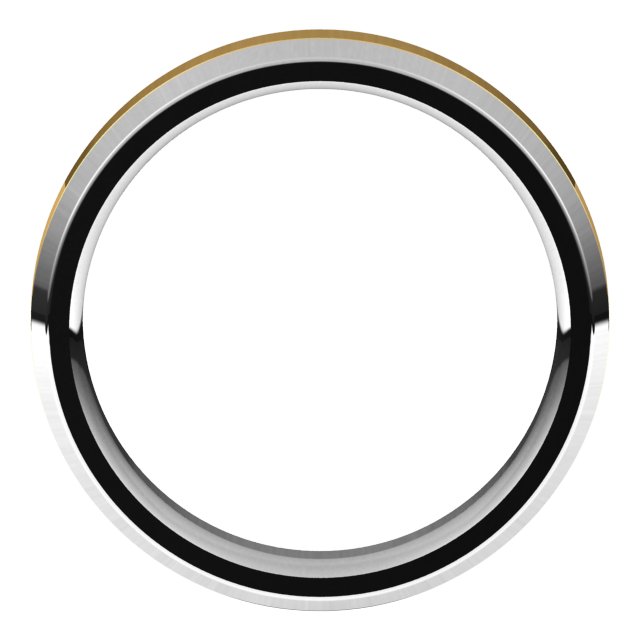 14K Yellow/White Or White/Yellow Gold Stepped Beveled-Edge Inlay Comfort-Fit Flat Band