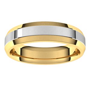 14K Rose/White Or Yellow/White Gold 5 mm Beveled Edge Comfort-Fit Flat Band Band