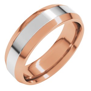 14K White/Yellow Or Rose/White Gold 6 mm Beveled Edge Comfort-Fit Flat Band Band