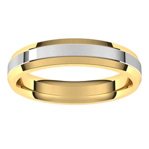 14K Yellow/White Gold 4 mm Beveled Edge Comfort-Fit Flat Band Band