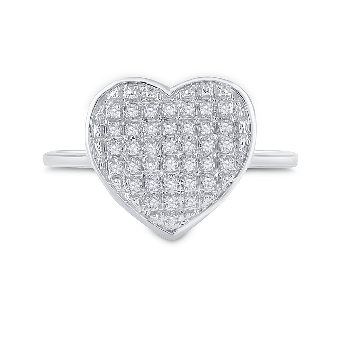 Sterling Silver Womens Round Diamond Heart Ring 1/10 Cttw, Womens Size: 5-10