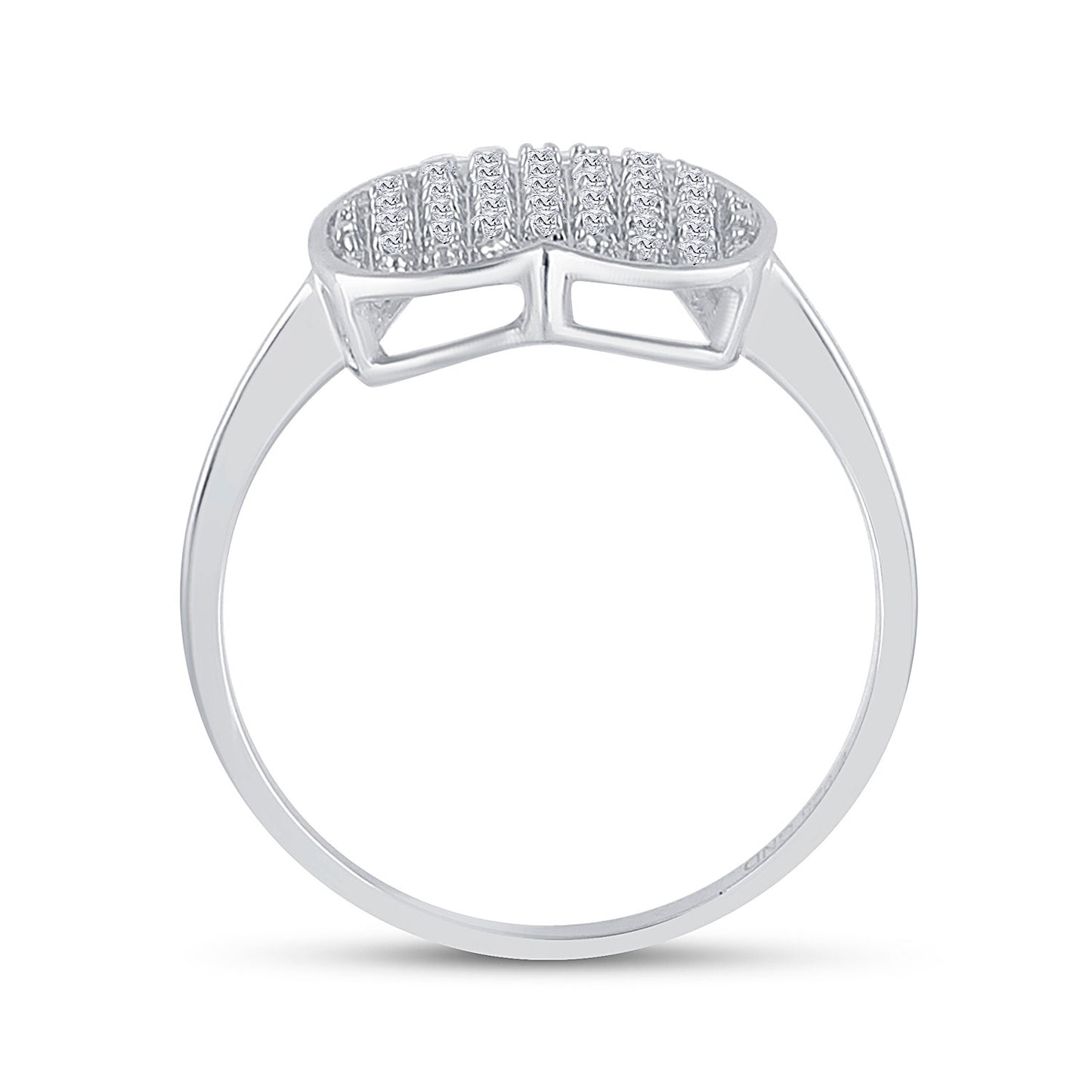Sterling Silver Womens Round Diamond Heart Ring 1/10 Cttw, Womens Size: 5-10