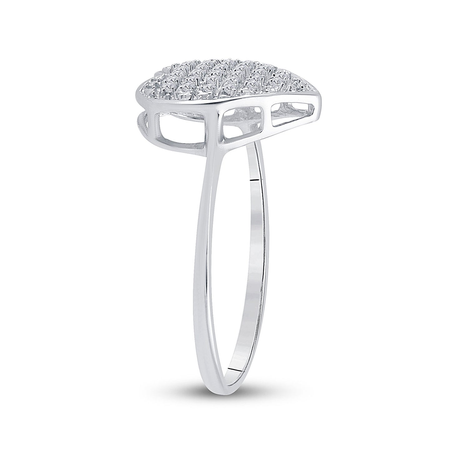 Sterling Silver Womens Round Diamond Heart Ring 1/10 Cttw, Womens Size: 5-10