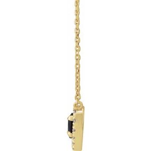 14K Yellow Gold Heart 5 X 5Mm Natural Onyx And 1/8 Ctw Natural Diamond French Set Halo Necklace, Length: 18 In
