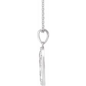 Sterling Silver 21.9 X 15 Mm 16-18 In Polished Madonna And Child Necklace