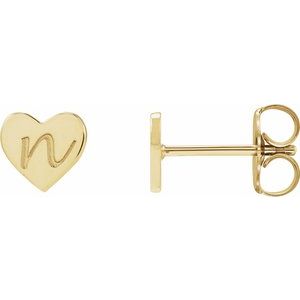 14K Yellow Gold 6 X 6 Mm Pair Friction Backs Polished Heart Stud Earrings