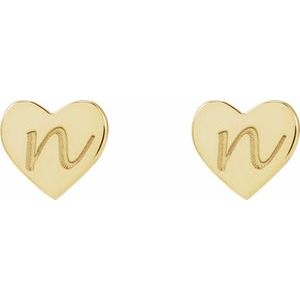 14K Yellow Gold 6 X 6 Mm Pair Friction Backs Polished Heart Stud Earrings