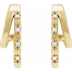14K Yellow Gold Round 1.2 Mm .05 Ctw Natural Diamond Double Hoop Earrings