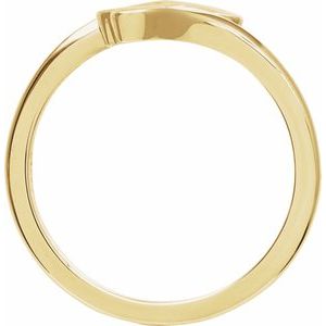 14K Yellow Gold Polished Engravable Double Heart Bypass Ring With Bead Blast Finish Size 7