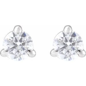 14K White Gold Round 3Mm Si1-Si2, G-H 1/5 Ctw Lab-Grown Diamond 3-Prong Claw Cocktail Style Stud Friction Back Earrings