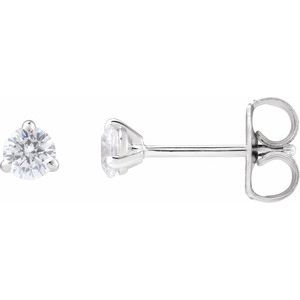 14K White Gold Round 3.2Mm Si1-Si2, G-H 1/4 Ctw Lab-Grown Diamond 3-Prong Claw Cocktail Style Stud Friction Back Earrings
