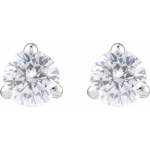 14K White Gold Round 3.2Mm Si1-Si2, G-H 1/4 Ctw Lab-Grown Diamond 3-Prong Claw Cocktail Style Stud Friction Back Earrings