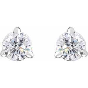 14K White Gold Round 3.5Mm Si1-Si2, G-H 1/3 Ctw Lab-Grown Diamond 3-Prong Claw Cocktail Style Stud Friction Back Earrings