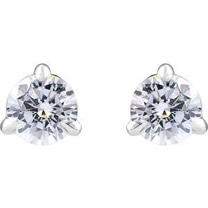 14K White Gold Round 4Mm Si1-Si2, G-H 1/2 Ctw Lab-Grown Diamond 3-Prong Claw Cocktail Style Stud Friction Back Earrings